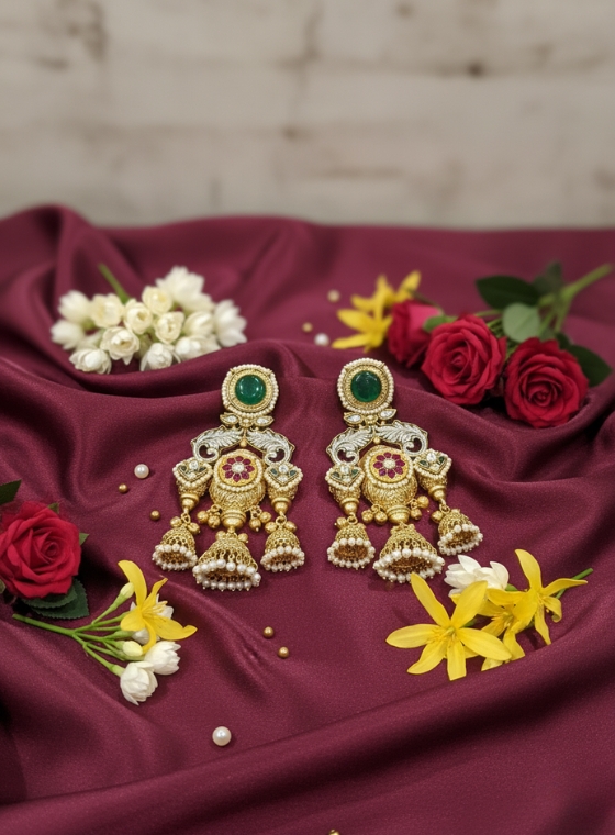 Regal Emeralds Jhumkas