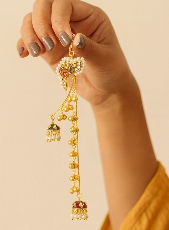 Jhumkas With Ear chain Earrings