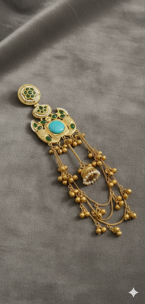 Turquoise Noor Kashmiri Jhumkas